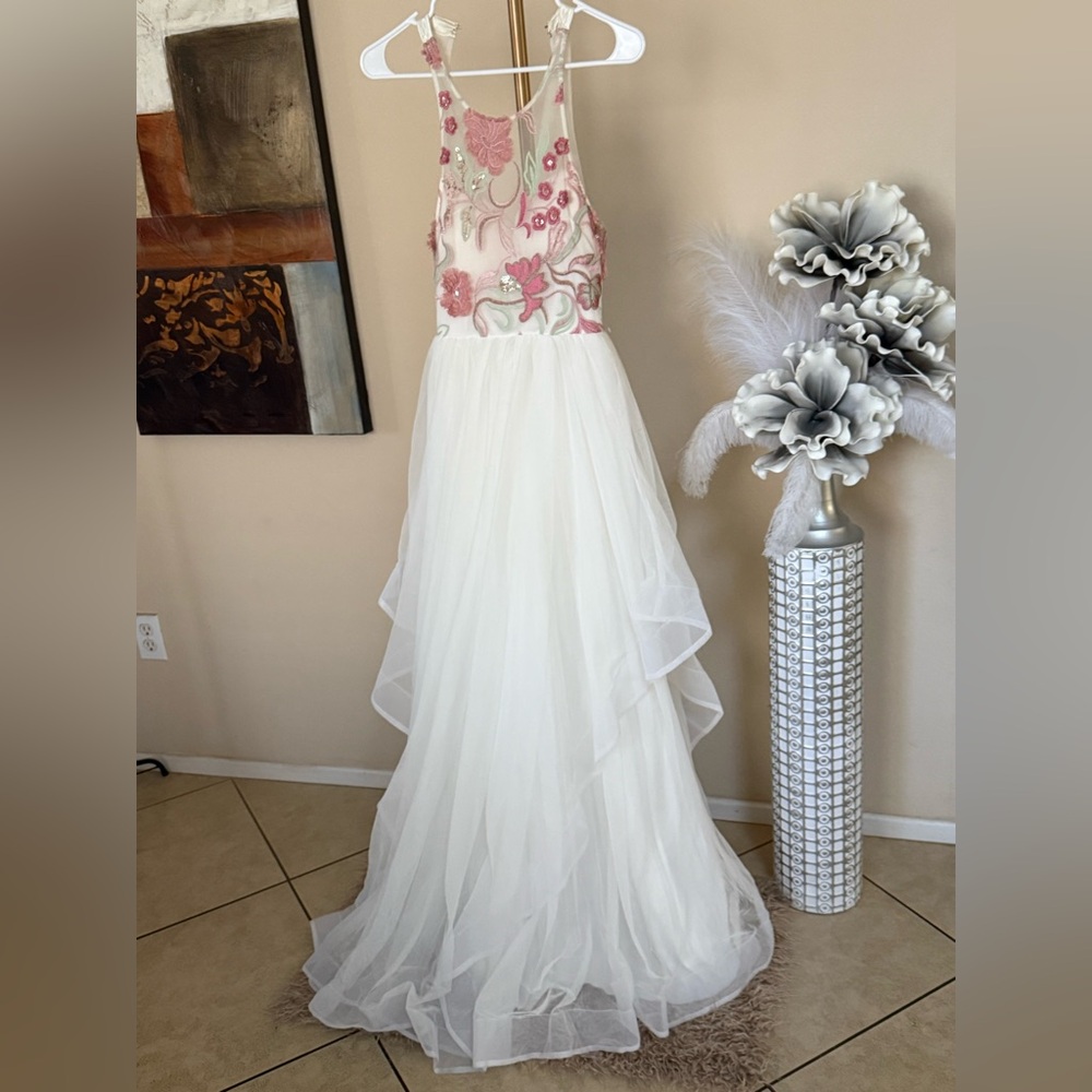 Sequin Hearts White and Pink Dress